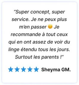 avis 5 étoiles d'un client satisfait du service Hublo. Gain de temps pour les familles